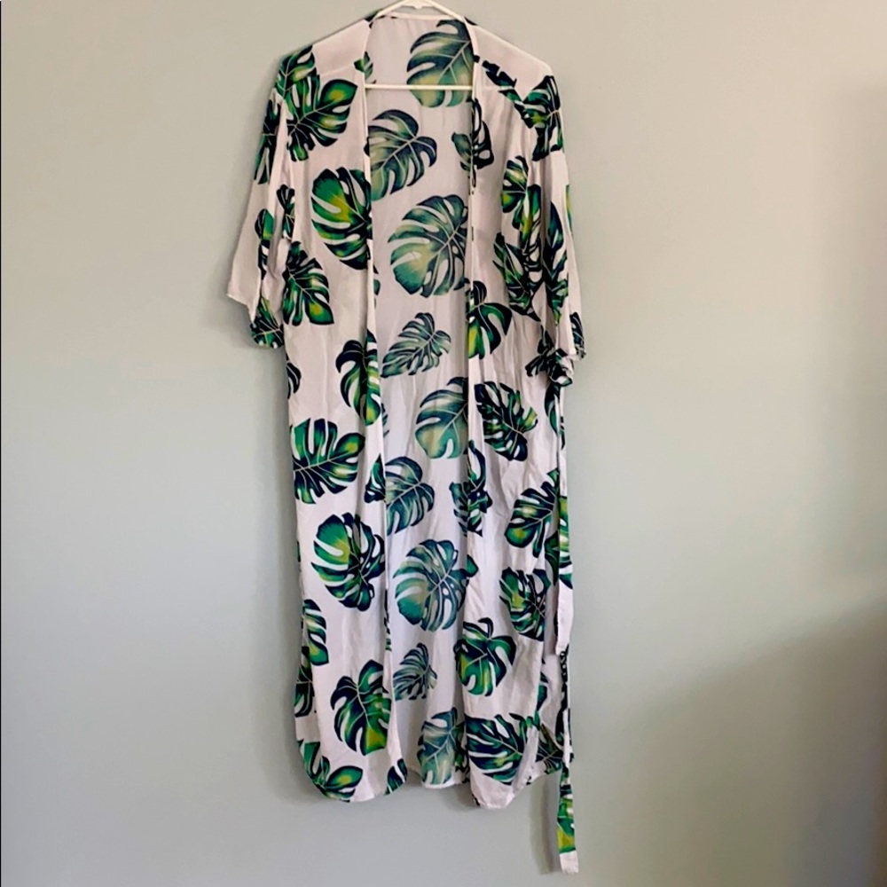 Fun Monstera leaf print bathing suit cover